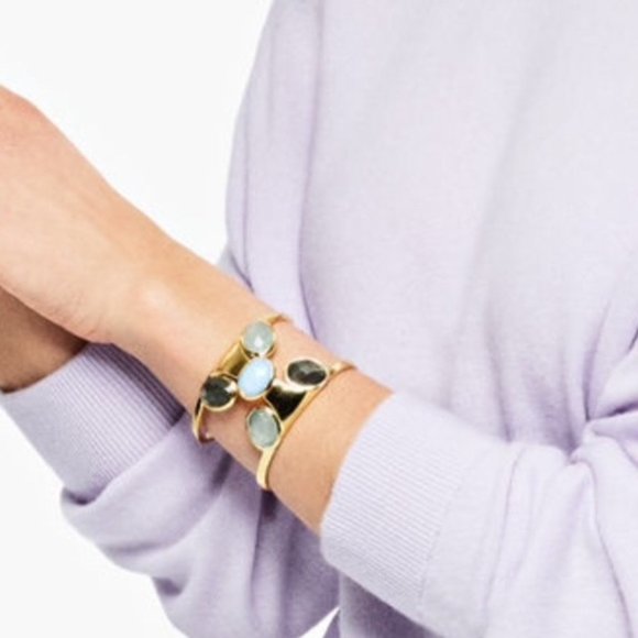 Cole Haan Gold Tone Cuff Bracelet Semi Precious Stones NWT - Picture 1 of 7